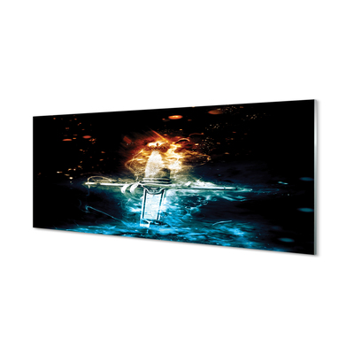 Szklany Panel Magiczny Miecz w Dymie