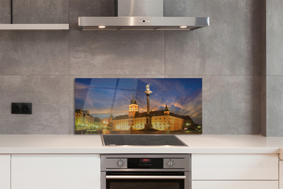 Panel szklany do Kuchni Warszawska Starówka o Zachodzie Słońca