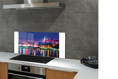 Panel Szklany Nocna Panorama Krakowa nad Wisłą