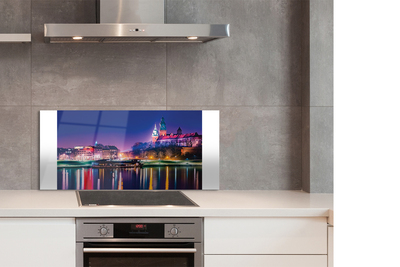 Panel Szklany Nocna Panorama Krakowa nad Wisłą