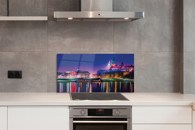 Panel Szklany Nocna Panorama Krakowa nad Wisłą