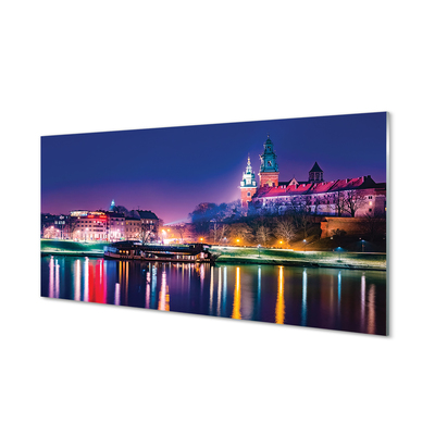 Panel Szklany Nocna Panorama Krakowa nad Wisłą