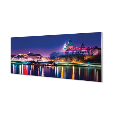 Panel Szklany Nocna Panorama Krakowa nad Wisłą