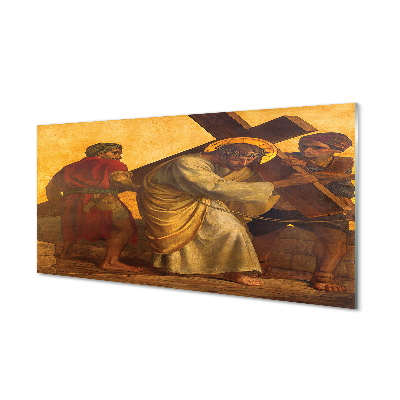 Szklany Panel Jezus i Ludzie pod Krzyżem