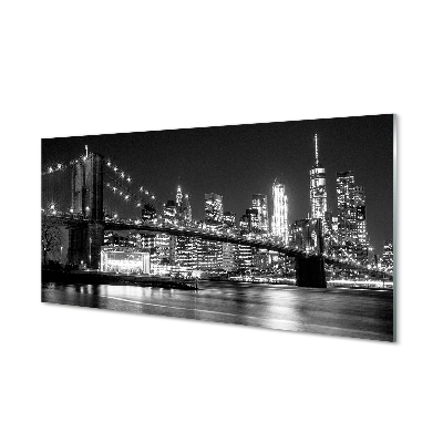 Panel szklany do Kuchni Nocna Panorama Mostu i Miasta