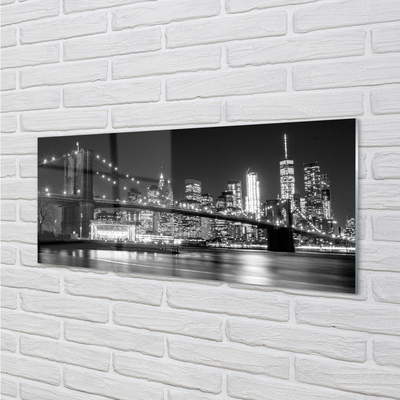 Panel szklany do Kuchni Nocna Panorama Mostu i Miasta