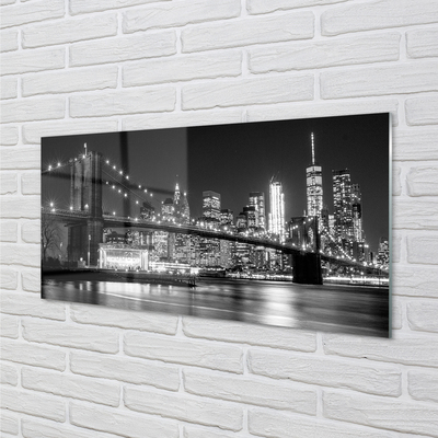 Panel szklany do Kuchni Nocna Panorama Mostu i Miasta