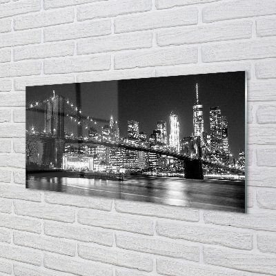 Panel szklany do Kuchni Nocna Panorama Mostu i Miasta