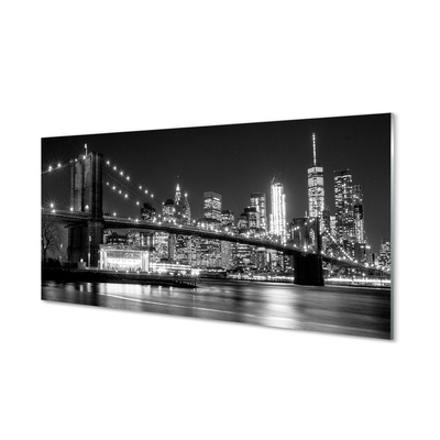 Panel szklany do Kuchni Nocna Panorama Mostu i Miasta