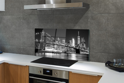 Panel szklany do Kuchni Nocna Panorama Mostu i Miasta