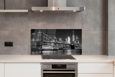 Panel szklany do Kuchni Nocna Panorama Mostu i Miasta