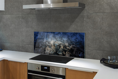 Panel szklany do Kuchni Dłonie w Niebieskiej Poświacie