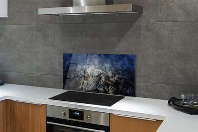 Panel szklany do Kuchni Dłonie w Niebieskiej Poświacie