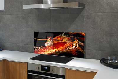 Szklany Panel Smok Zionący Żywym Ogniem