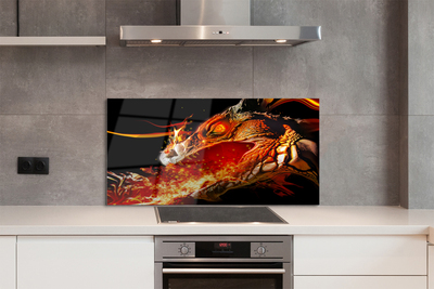 Szklany Panel Smok Zionący Żywym Ogniem