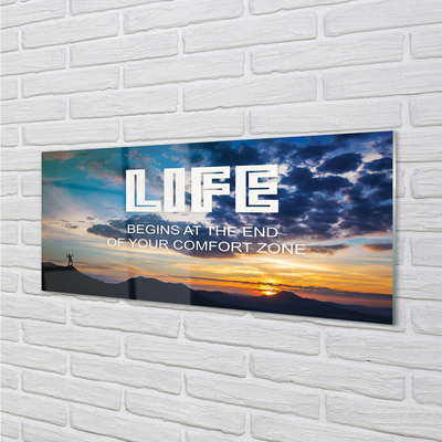 Szkło Ozdobne do Kuchni Napis na tle Nieba o Zachodzie