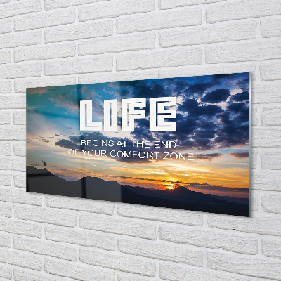 Szkło Ozdobne do Kuchni Napis na tle Nieba o Zachodzie