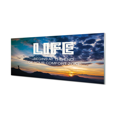 Szkło Ozdobne do Kuchni Napis na tle Nieba o Zachodzie