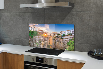 Panel Szklany Most nad Rzeką o Zachodzie Słońca