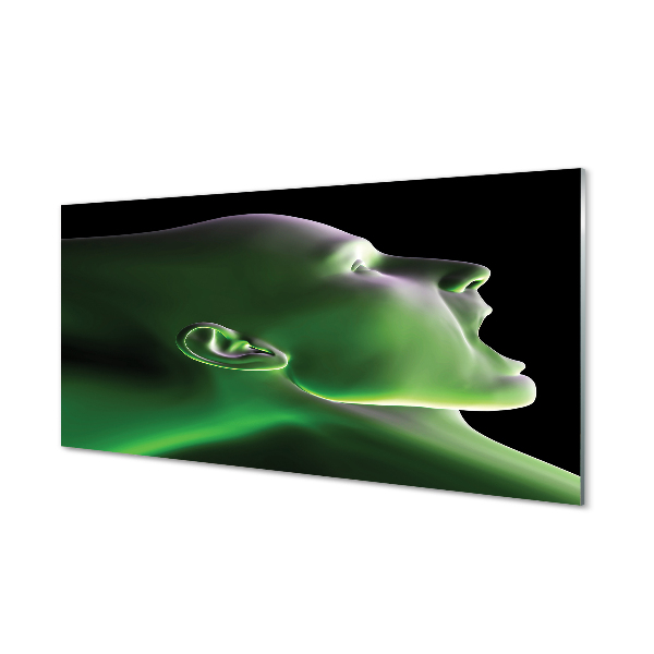 Szklany Panel Głowa człowieka zielone światło