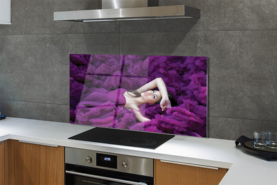 Panel nad Blat Kuchenny Portret Kobiety w Fiolecie