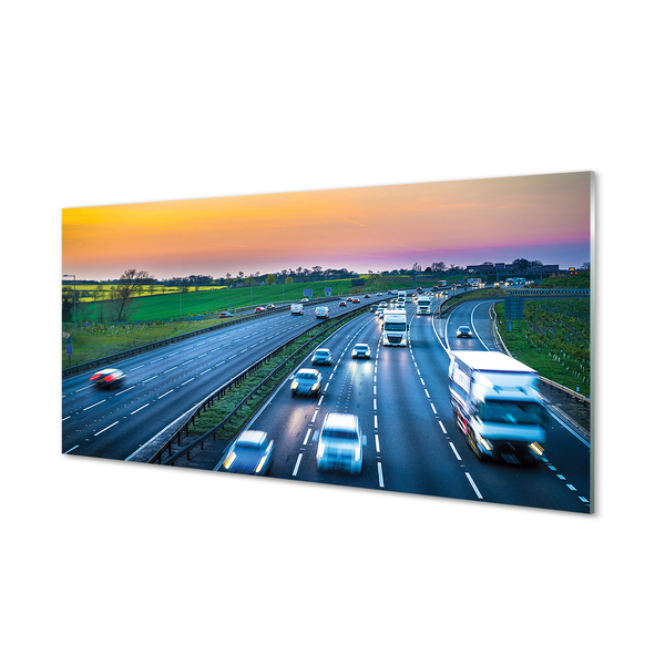 Szklany Panel Autostrada niebo auta