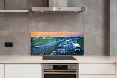 Panel szklany do Kuchni Autostrada pod Błękitnym Niebem