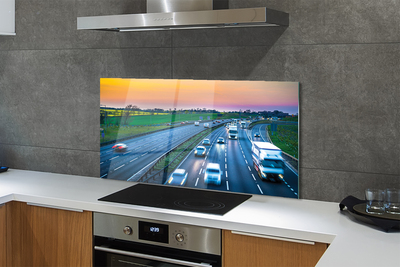 Panel szklany do Kuchni Autostrada pod Błękitnym Niebem