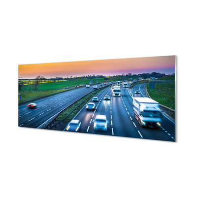 Szklany Panel Autostrada niebo auta