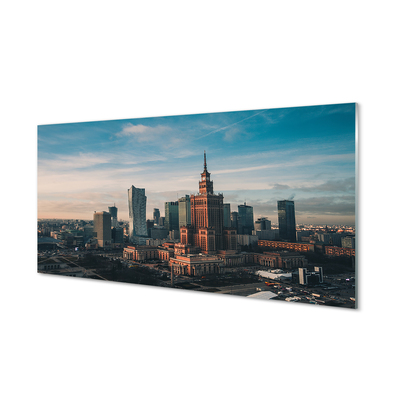 Panel Szklany Warszawa Wieżowce panorama wschód słońca
