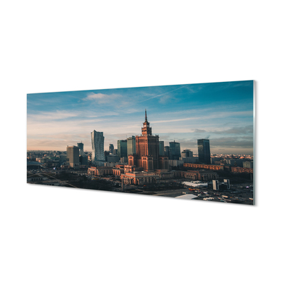 Panel Szklany Warszawa Wieżowce panorama wschód słońca