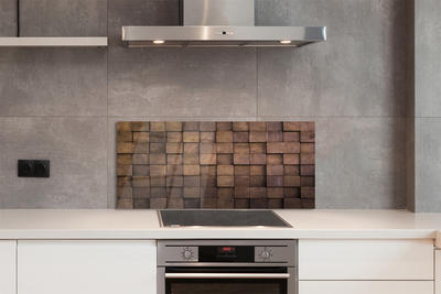 Panel szklany do Kuchni Drewniana Kostka Brukowa