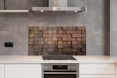 Panel szklany do Kuchni Drewniana Kostka Brukowa