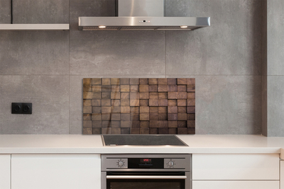 Panel szklany do Kuchni Drewniana Kostka Brukowa