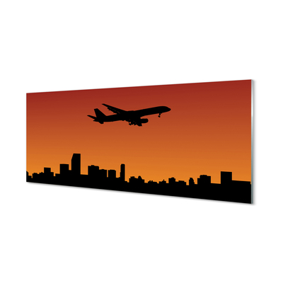 Szklany Panel Samolot zachód słońca i niebo