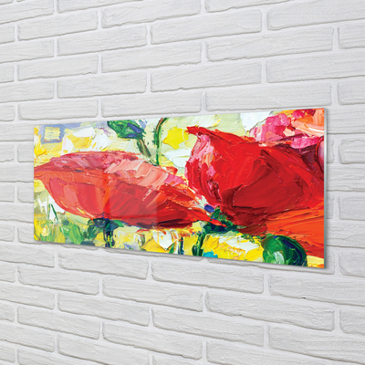 Szklany Panel Bukiet Czerwonych Kwiatów