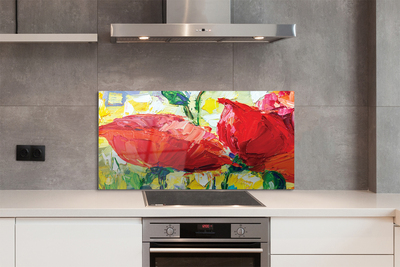 Szklany Panel Bukiet Czerwonych Kwiatów