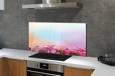 Szklany Panel Polne Kwiaty pod Błękitnym Niebem