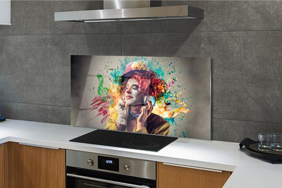 Panel szklany do Kuchni Artystyczny Klaun i Muzyka