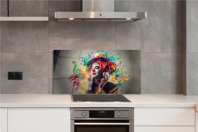 Panel szklany do Kuchni Artystyczny Klaun i Muzyka