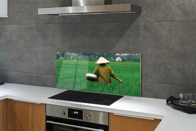 Szklany Panel Człowiek Odpoczywający na Trawie