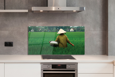 Szklany Panel Człowiek Odpoczywający na Trawie