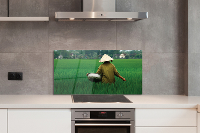 Szklany Panel Człowiek Odpoczywający na Trawie