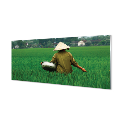 Szklany Panel Człowiek Odpoczywający na Trawie