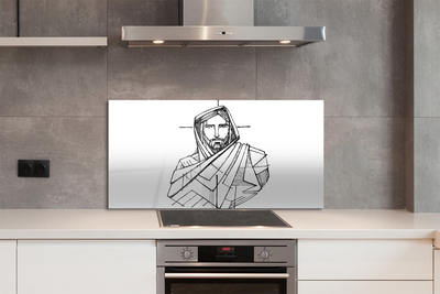 Szkło do Kuchni na Ścianę Szkic: Oblicze Jezusa