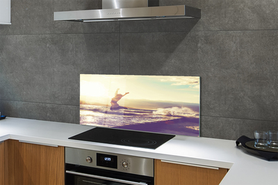 Szklany Panel Kobieta nad Jeziorem pod Chmurami