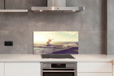 Szklany Panel Kobieta nad Jeziorem pod Chmurami