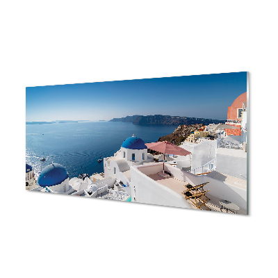 Panel Szklany Grecja Morze budynki panorama