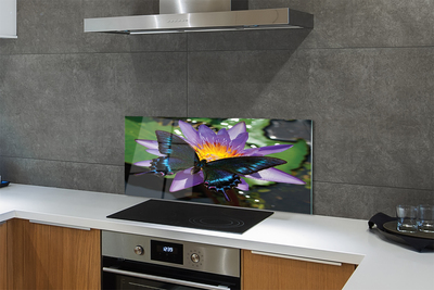 Panel Szklany Harmonia Natury: Kwiat i Motyl