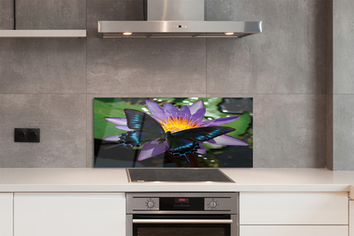 Panel Szklany Harmonia Natury: Kwiat i Motyl